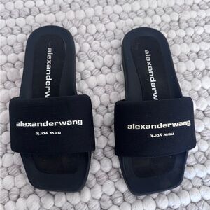Alexander Wang Black Logo Slide Sandals